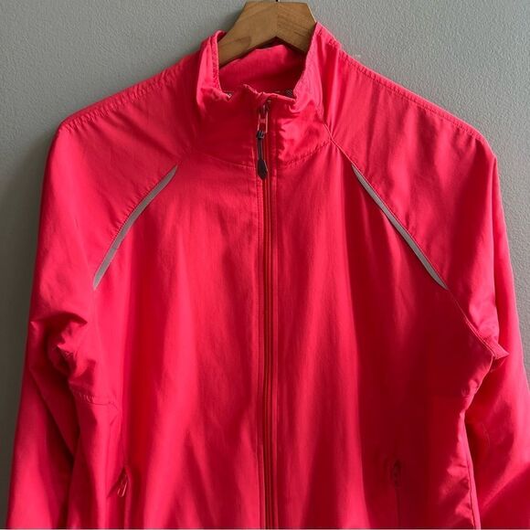 Adidas Windbreaker Jacket Hot Pink Red Athletic Coat Size Large - Picture 3 of 9